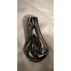 Lampwork Glass Pendant Stunning Black and Gold‎